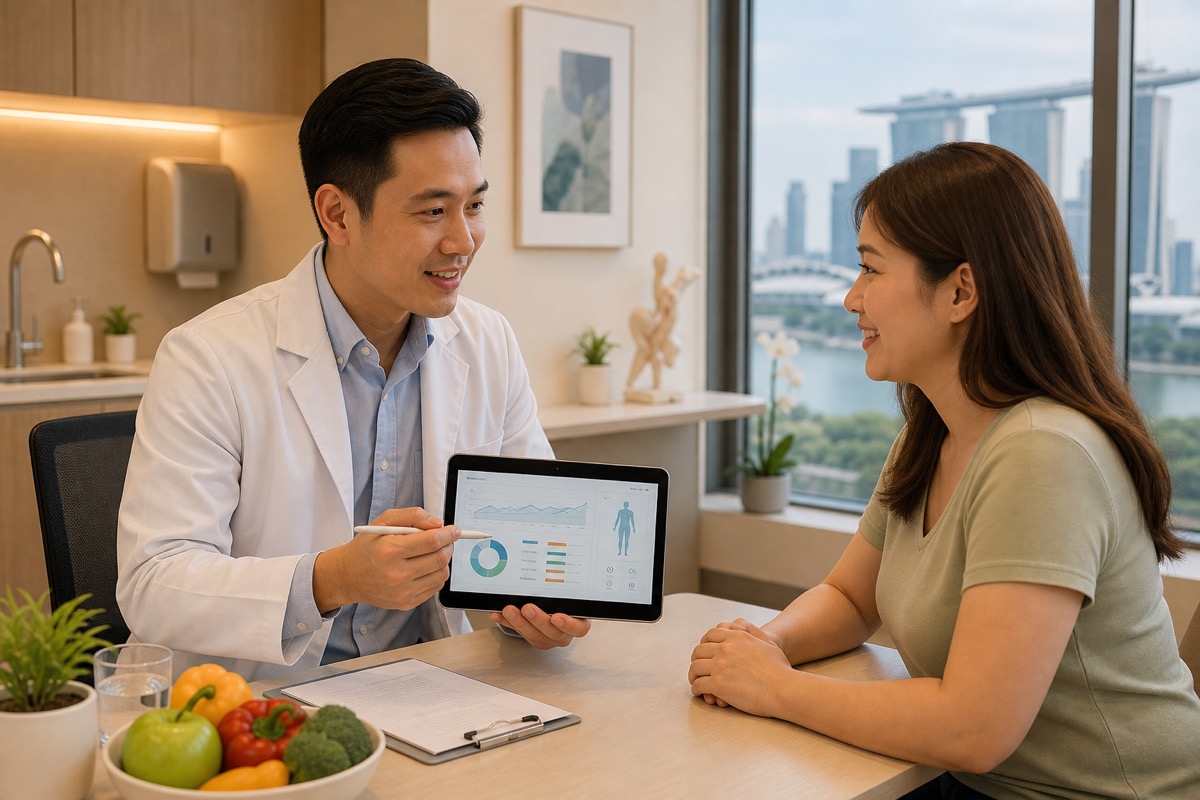 Doctor consulting with patient about weight loss at Accord Medical Clinic Singapore