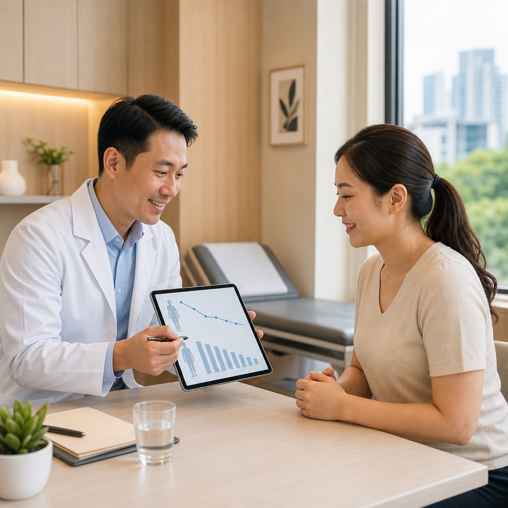 Doctor reviewing weight loss progress with patient at Accord Medical Clinic