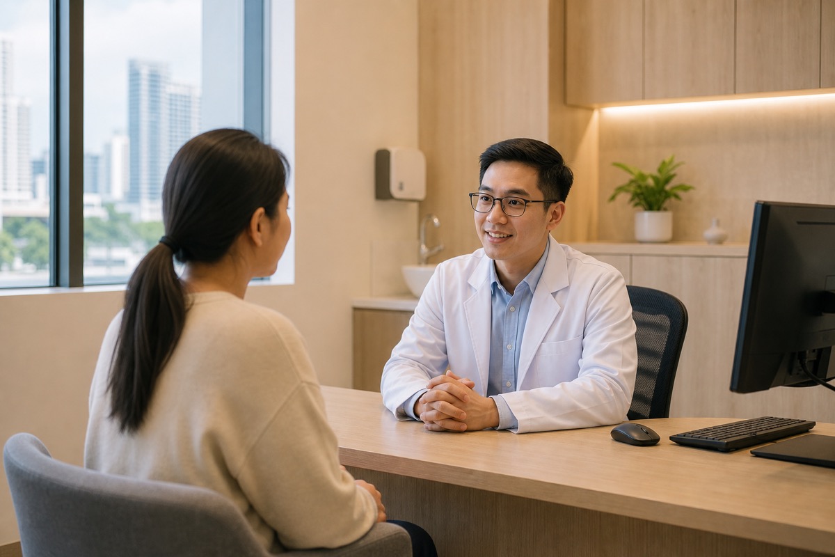 Doctor consulting patient about GLP-1 weight loss treatment at Accord Medical Clinic Singapore