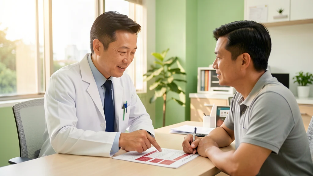 Dr Joseph Wang reviewing weight and metabolic results with a patient