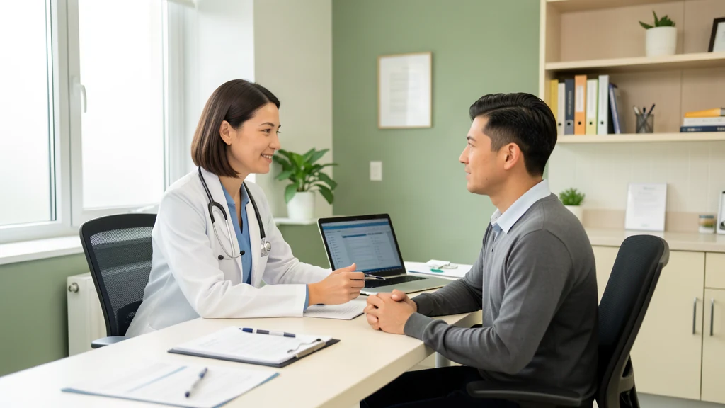 Doctor performing a workplace health check on an employee