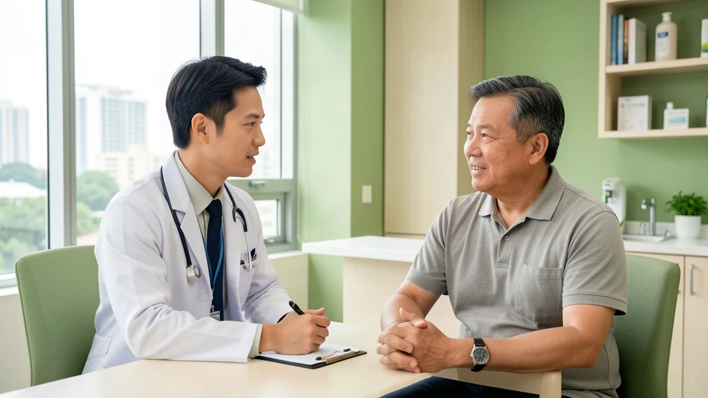 Male doctor consulting with a male patient